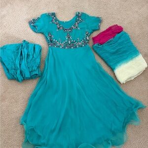 Blue and pink Pakistani Indian dress